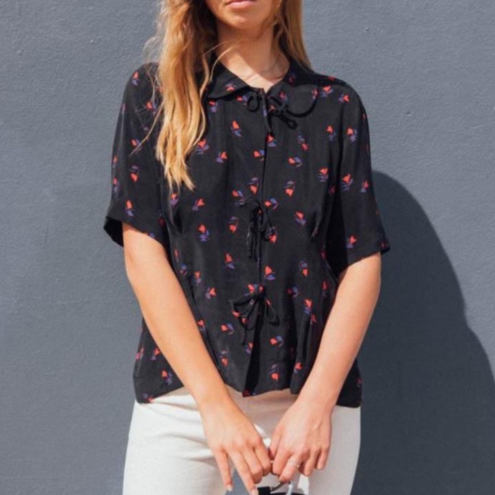 Caron Callahan Wesley Cupro Tie Top